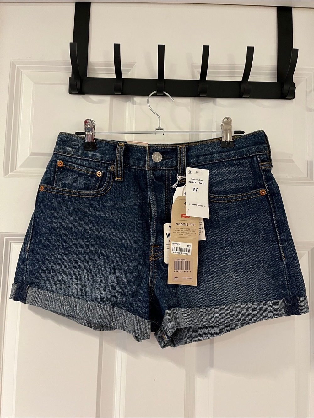 Levi's Wedgie Fit Dark Blue Cuffed Denim Shorts